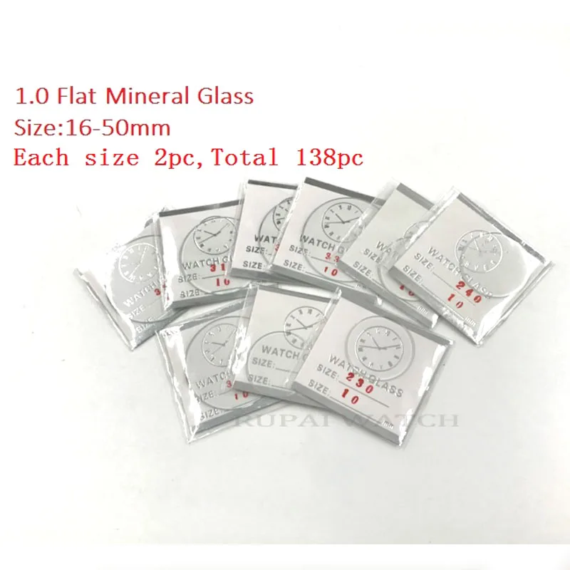 Wholesale 138cs 1.0MM Thick Flat Mineral Watch Glass Select Size from 16mm to 50mm for Watchmakers and Repair