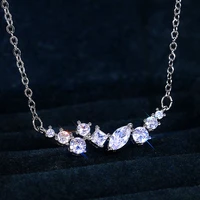 new trendy silver plated geometric crystal pendant necklaces for women shine tiny cz stone inlay fashion jewelry party gifts