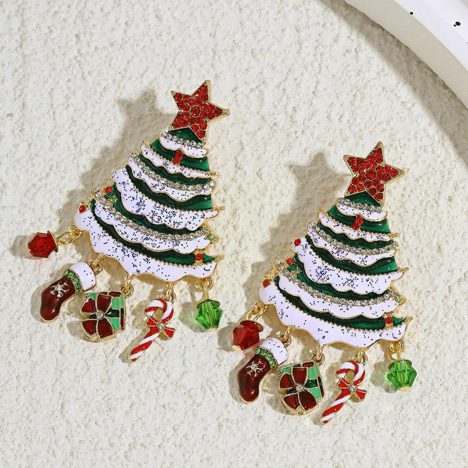 

Разноцветные серьги, бриллианты, Рождественская елка, рождественские серьги, серьги, подвески M6p2