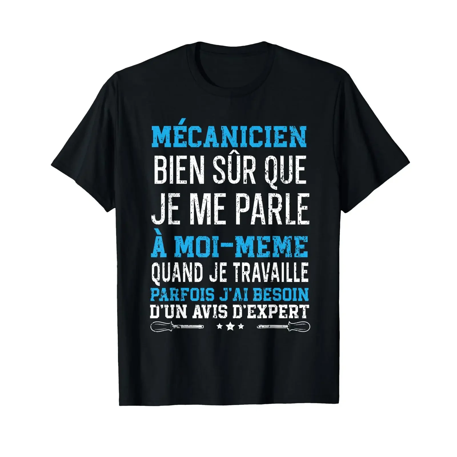 Фото Футболка Mechanic Humour Mecano, черная, винтажная, модная, универсальная, слегка состаренная, для повседневной носки, стильная, мягкая. №1