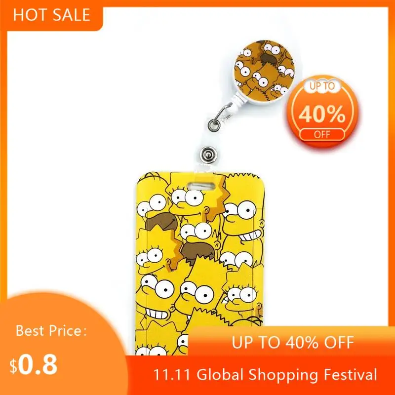 

Classic Anime Yellow Funny Cartoon Characters Card Holder Women Men Business Lanyard Badge Card Case Women Card Cover