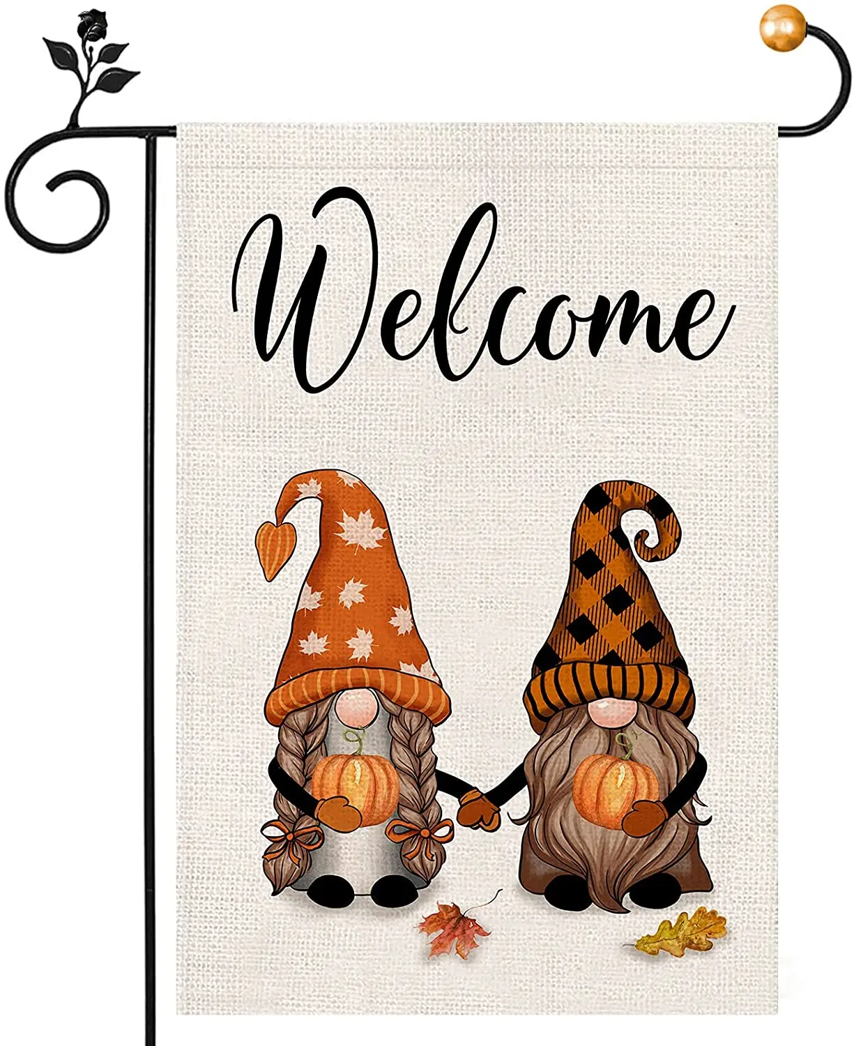 

Fall Garden Flag, Autumn Welcome Gnomes Garden Flag Double Sided, Pumpkin Small Yard Flag Decor Farmhouse Thanksgiving Banner fo