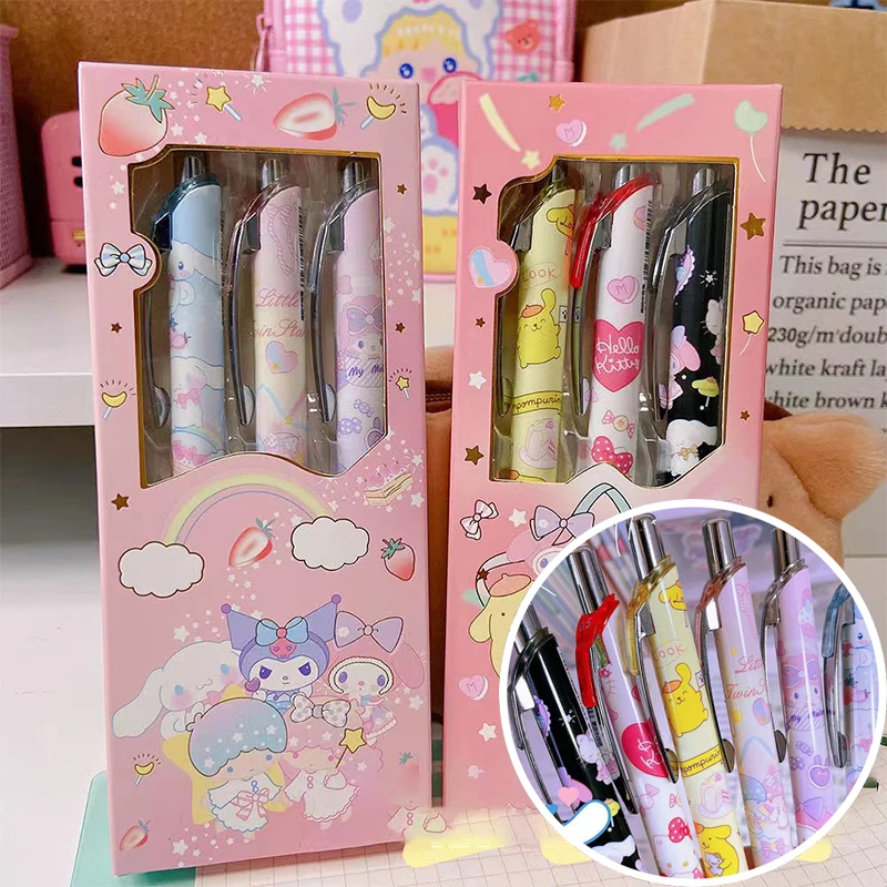 

Sanrio Hello Kittys Gel Pen Kawaii Kuromi My Melody Cinnamoroll Cartoon Cute Press Neutral Pen Student Study Stationery Toy Girl