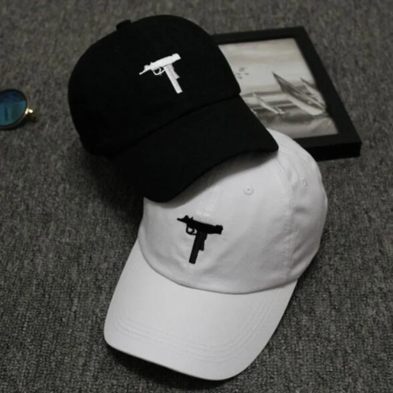 

Uzi Gun Embroidery Solid Color Unisex Hip Hop Baseball Cap Sun Protection Summer Cotton Adjustable Dad Hat Snapback