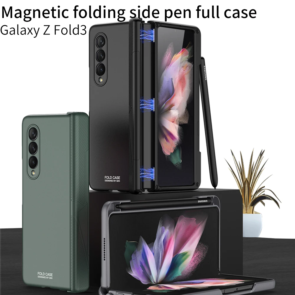 

Samsung Galaxy Z Fold 3 Case Ultra Thin PC Silicone Z Fold3 5G Case Hinge Protection All-Inclusive W22 Folding Magnetic Cover