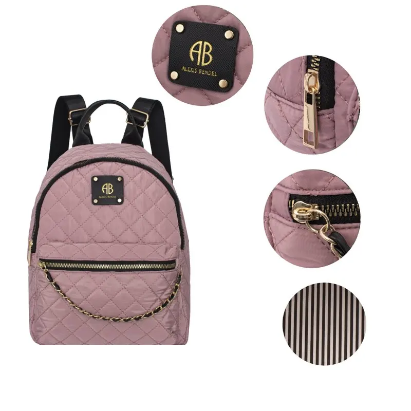 Alexis Bendel Women’s Large Nylon Quilted Backpack With Adjustable Shoulder Straps For School And Travel