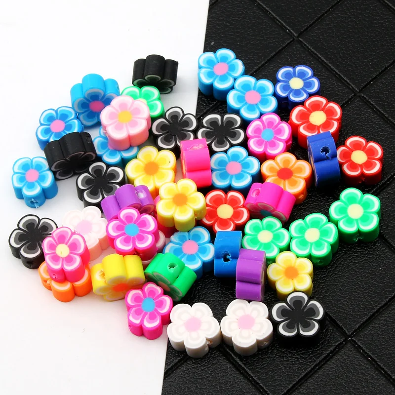 

Cute Flower 20pcs 11x9mm Multicolor Polymer Clay Beads Loose Beads For Jewelry Making DIY Handmade Keychain Earrings Accessories