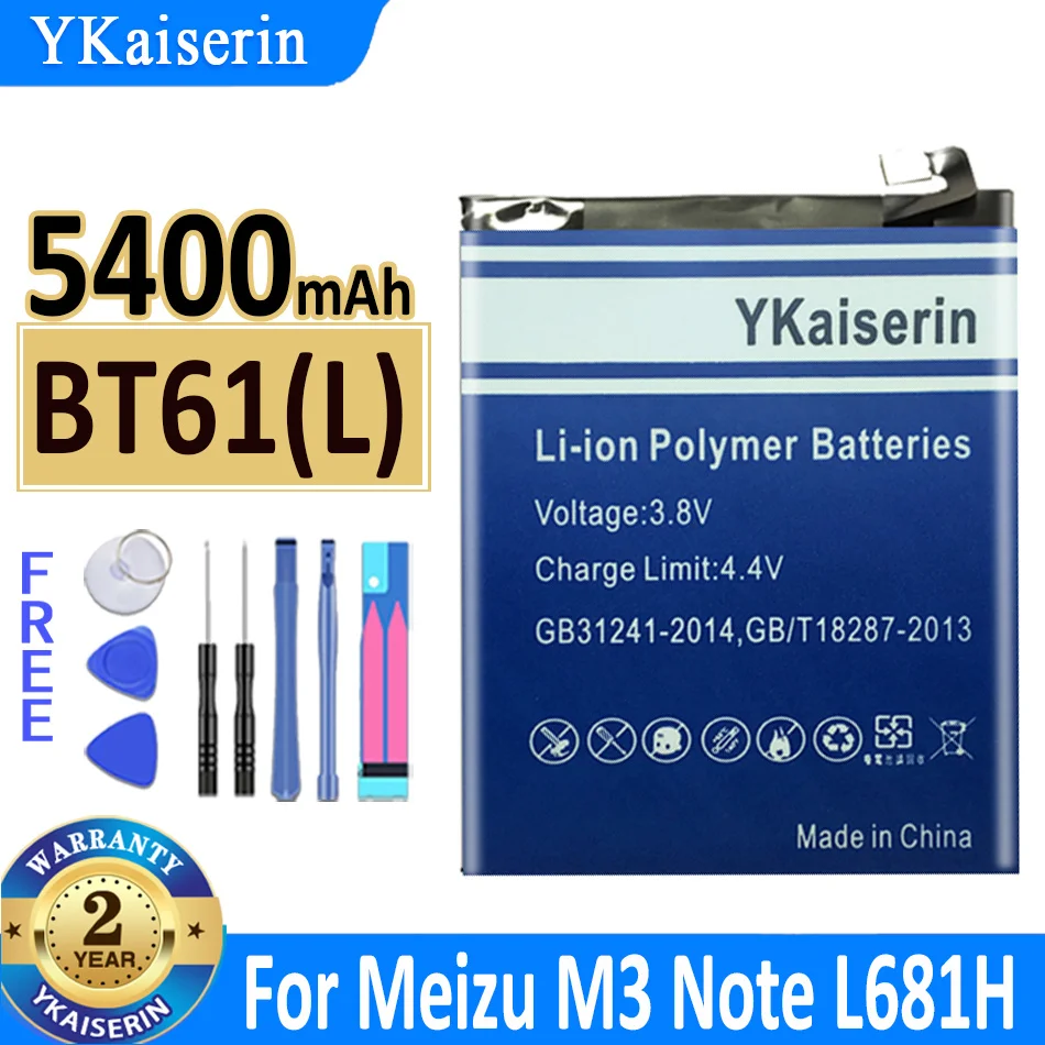 

Аккумулятор ykaisin BT61 на 5400 мА · ч для Meizu Meizy M3 Note M3Note L681 L681H /M3 Note M3Note M681 M681H аккумулятор + Бесплатные инструменты