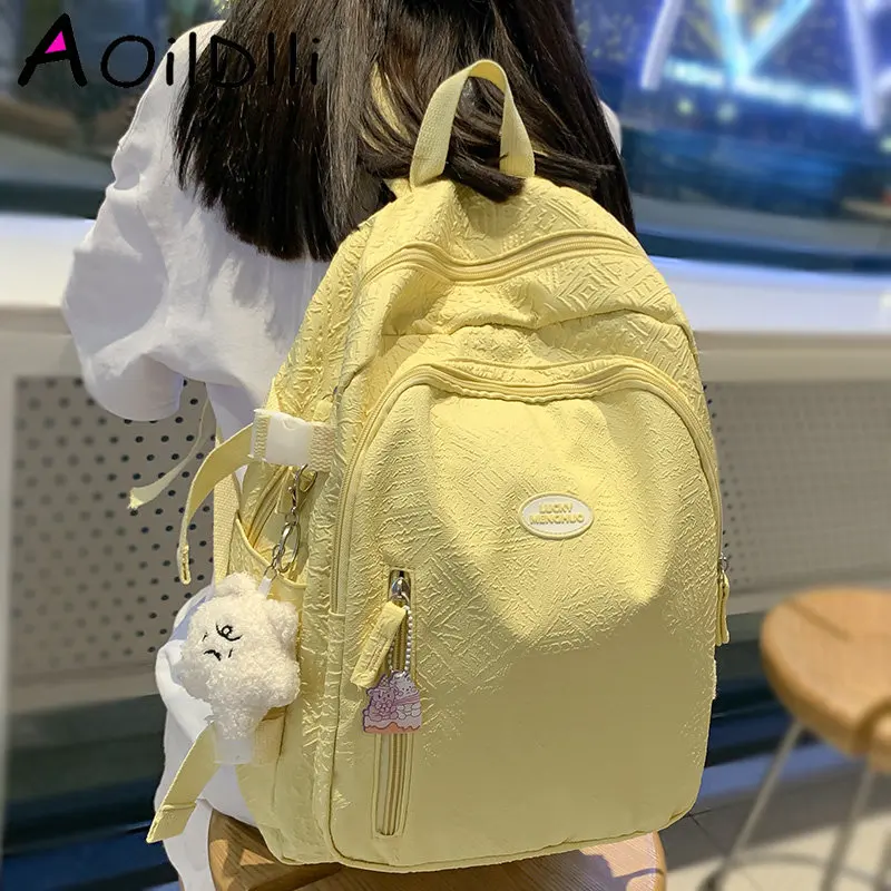 

Модный женский желтый рюкзак для ноутбука, школьная сумка для девочек, дорожный рюкзак для книг, модная женская сумка для отдыха, женский милый рюкзак для колледжа, Новинка