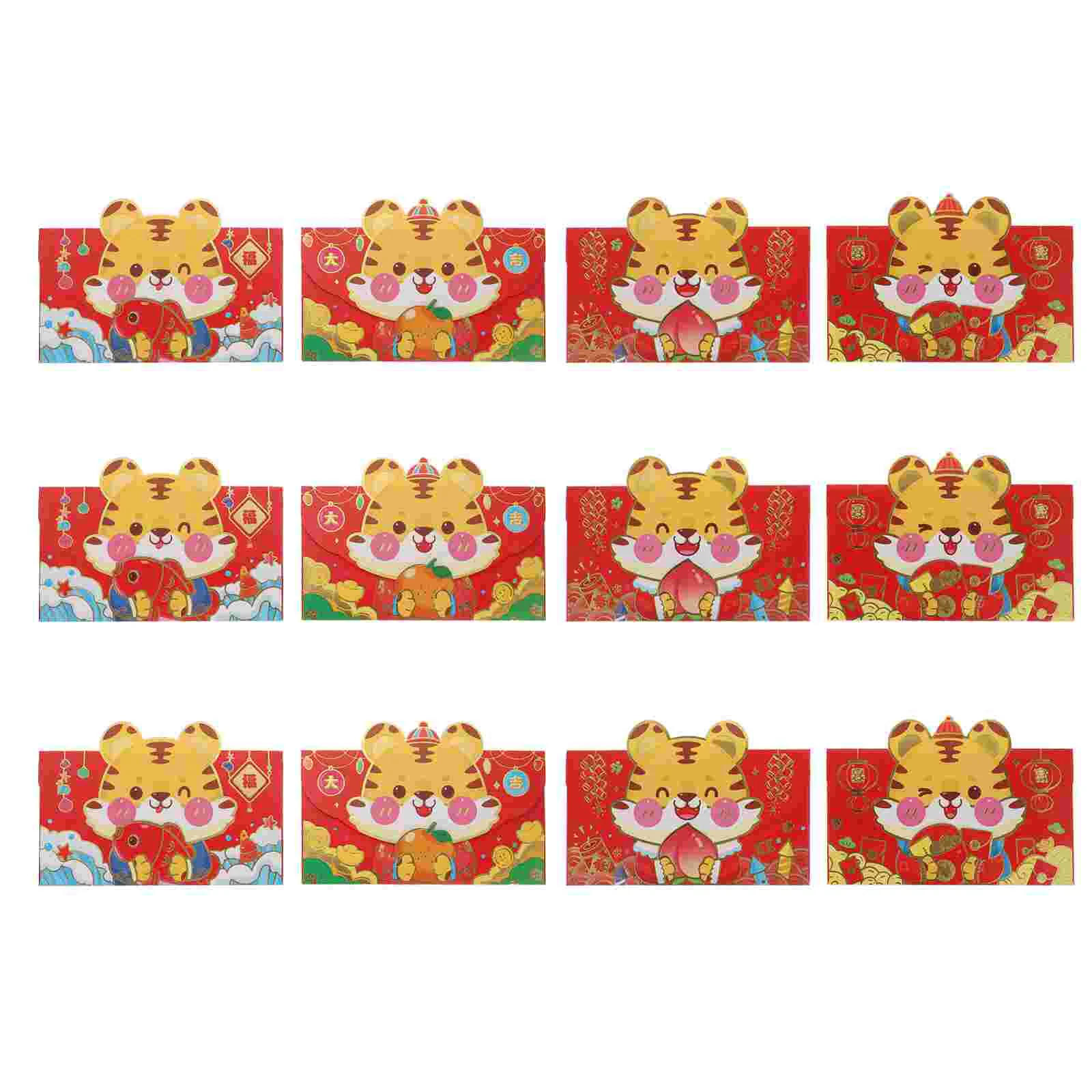 

12Pcs Hong Bao Red Pockets 2022 Zodiac Red Bag 2022 Red Packets Gift Envelope Year Of The Gifts Hong Bao