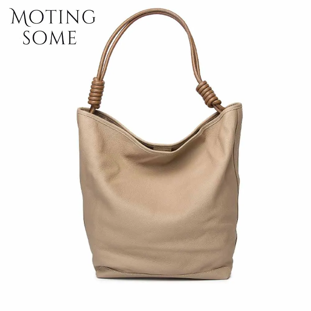 Motingsome минимализм 100% женская сумка из воловьей кожи вместительная сумка-мешок