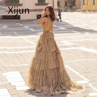 xijun plentiful layers serene draped evening dresses noble ball gown dignified v neck prom gowns sparkly beaded vestidos de noc