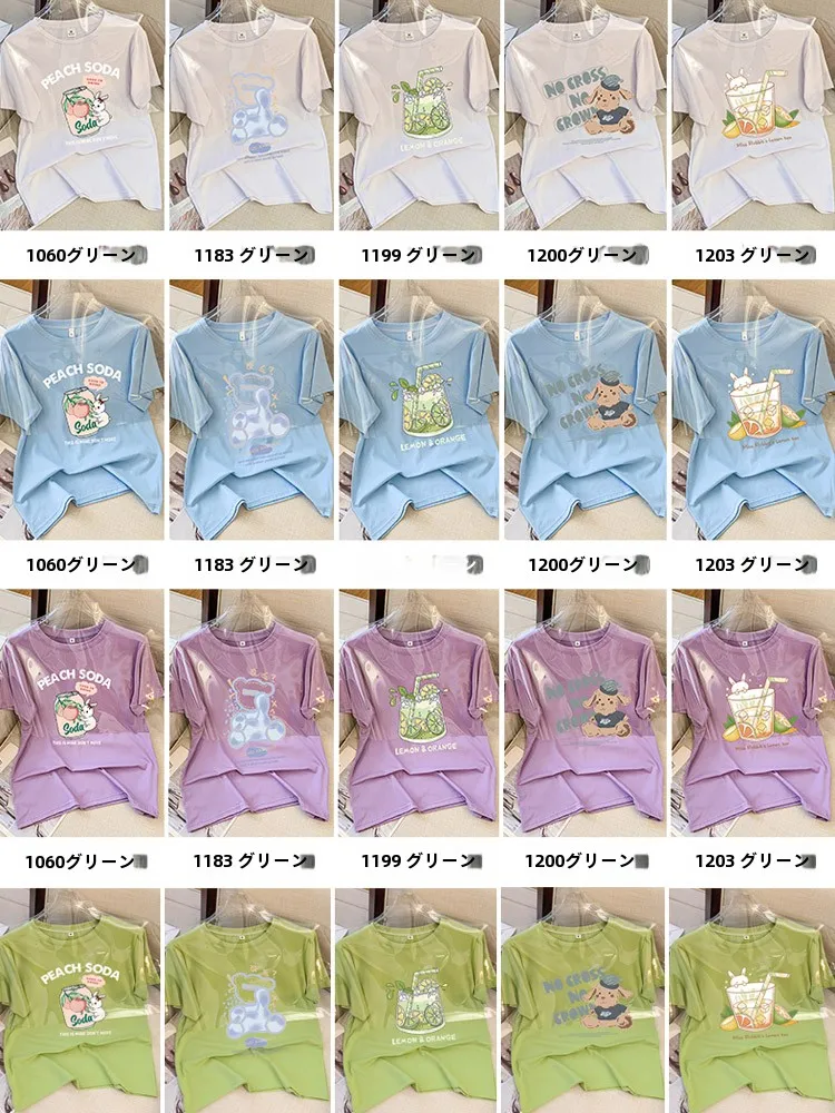 2024 New Loose Short sleeve T-shirt Women Design Sense Top Clothes Summer Versatile Chic round Neck High T