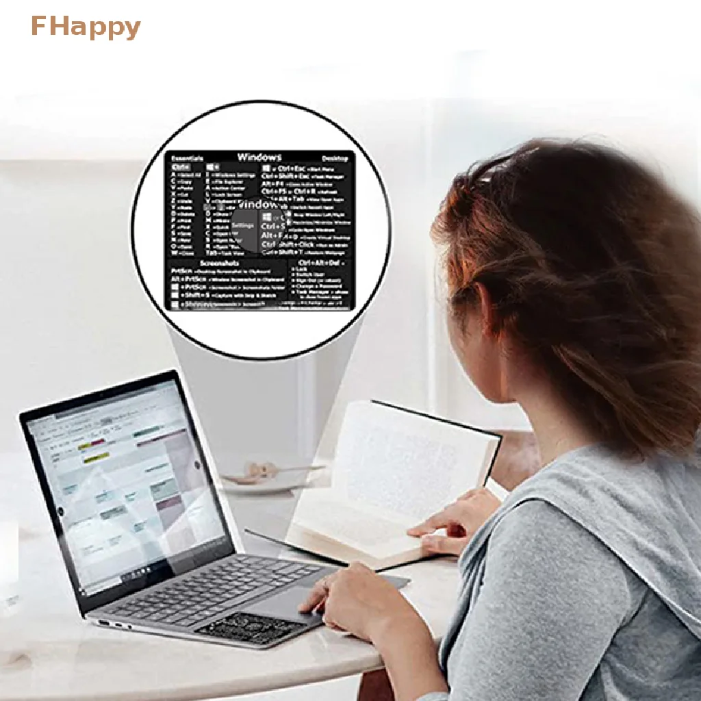 

1pc Windows PC Reference Keyboard Shortcut Sticker Adhesive For PC Laptop Desktop Removable Sticker Guide Office Supplies