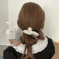 2022 summer ribbon scrunchies women elastic hair band korean elegant ponytail holder rubber tie band hair accessories wholesale