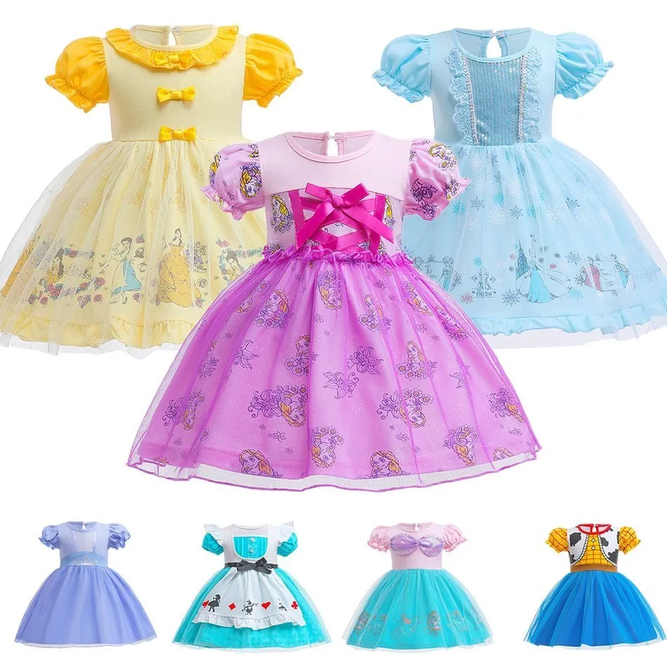 

Princess Dress Disney Frozen Elsa Anna Rapunzel Party Dresses For Kids Girls Snow White Cosplay Costume Child Halloween Vestidos