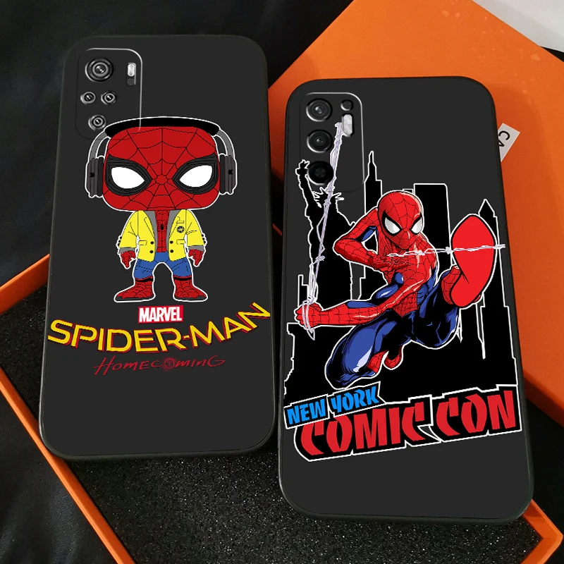 

Cute Cartoon Spiderman Phone Case For Xiaomi Redmi Note 11 11T 11S 10 10S 10T Pro For Redmi Note 11 10 5G Case Liquid Silicon