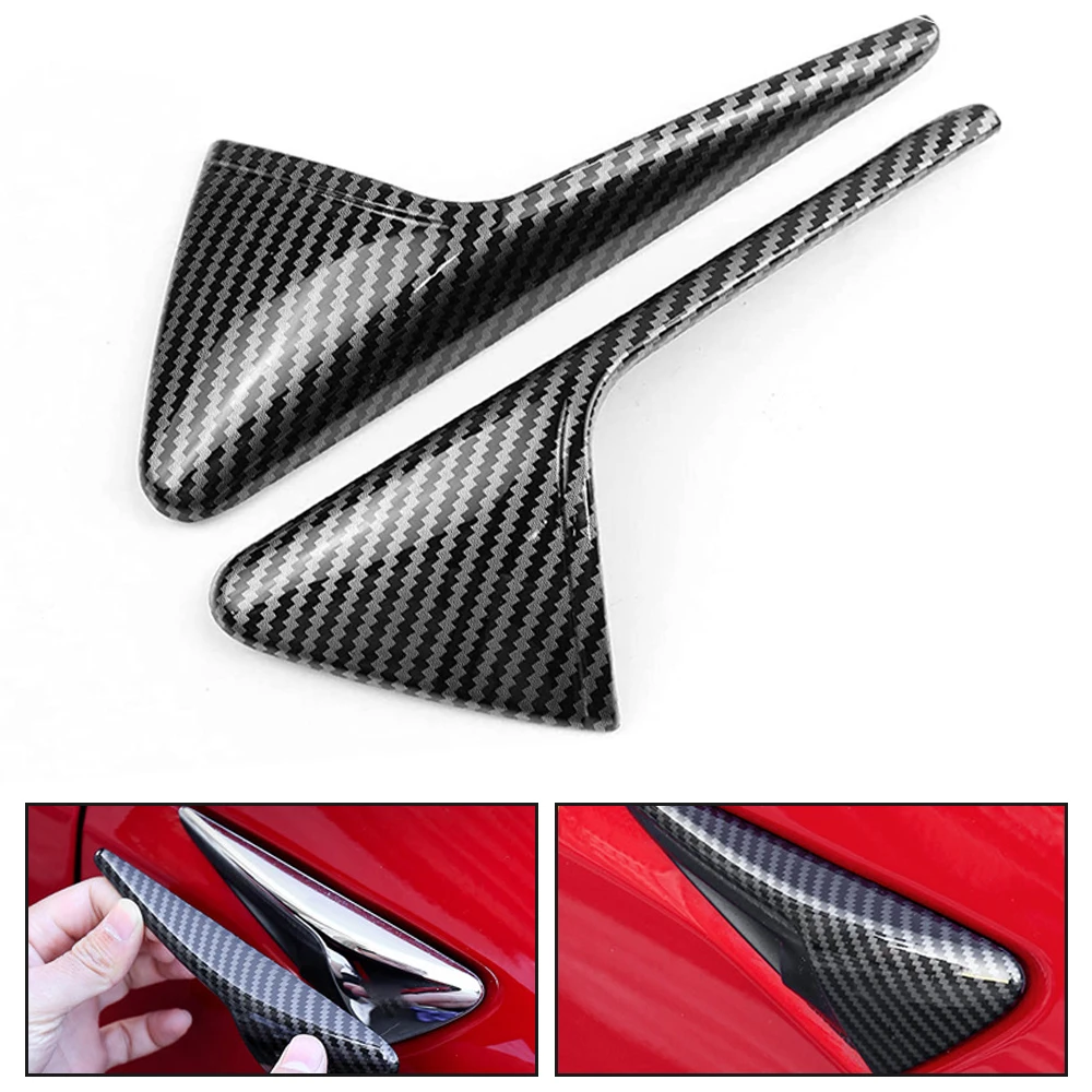 

For Tesla Model 3 X S 2PCS Side Camera Carbon Fiber ABS Protection Cover Sticker For Tesla Model 3 2021 2022 Auto Accessories