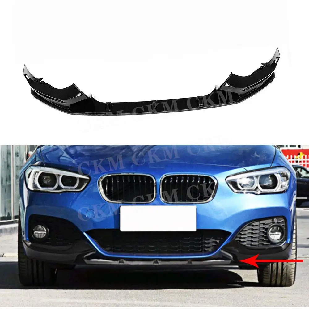 

ABS Gloss Black Car Front Bumper Lip Chin Spoiler Splitters Flaps Apron For BMW 1 Series F20 M Sport 2017 2018 2019 Carbon Look