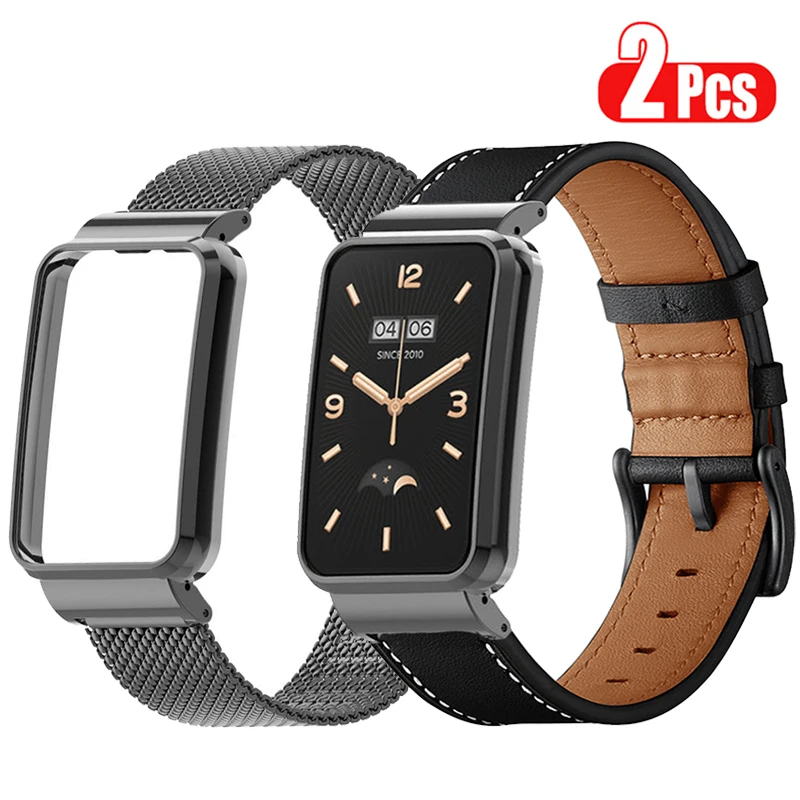 

Strap Protector Case For Mi Band 7 Pro Smart Watch Leather Bracelets Belt Metal Shell Cover For xiaomi mi band 7 pro Watch Band