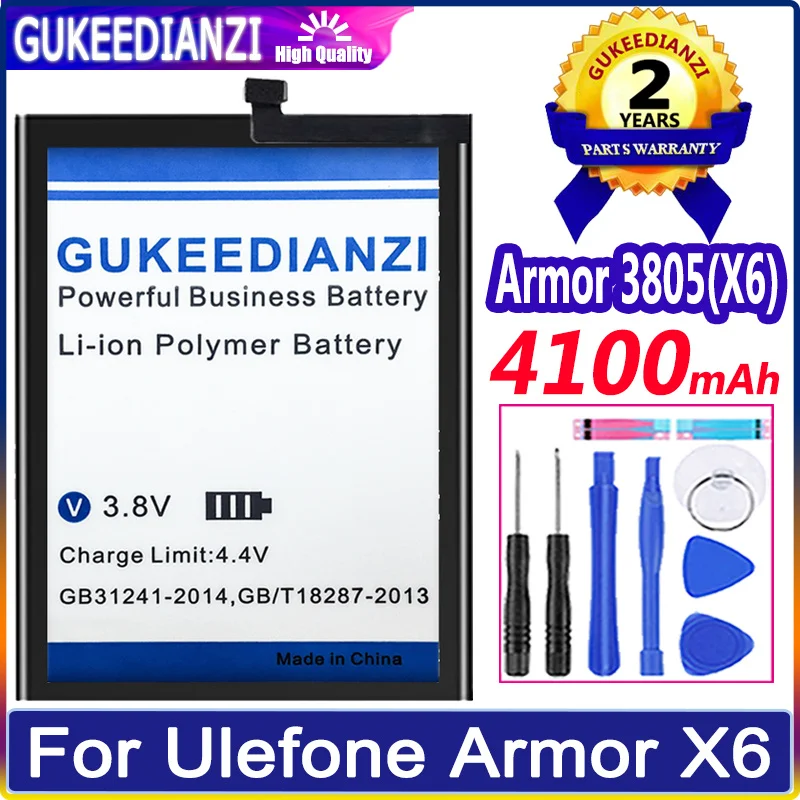 

Armor 3805 (X6) Large Capacity Replacement Battery For Ulefone Armor X6 4100mah High Quality Battery Li-polym Bateria +Tools