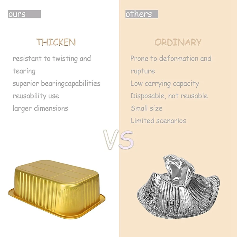 Promotion! Gold Thicker Aluminum Foil Pans Disposable Tray With Lid Great For Cooking Baking Storing |