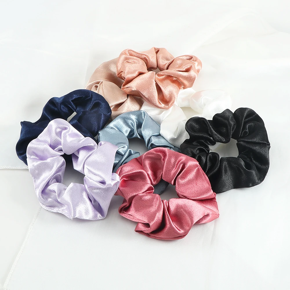 3PCS/Set Glossy Satin Hair Bands Tie Simple Colors Rubber Band For Women Girls Elegant Fashion Hair Accessories Elastic Headwear