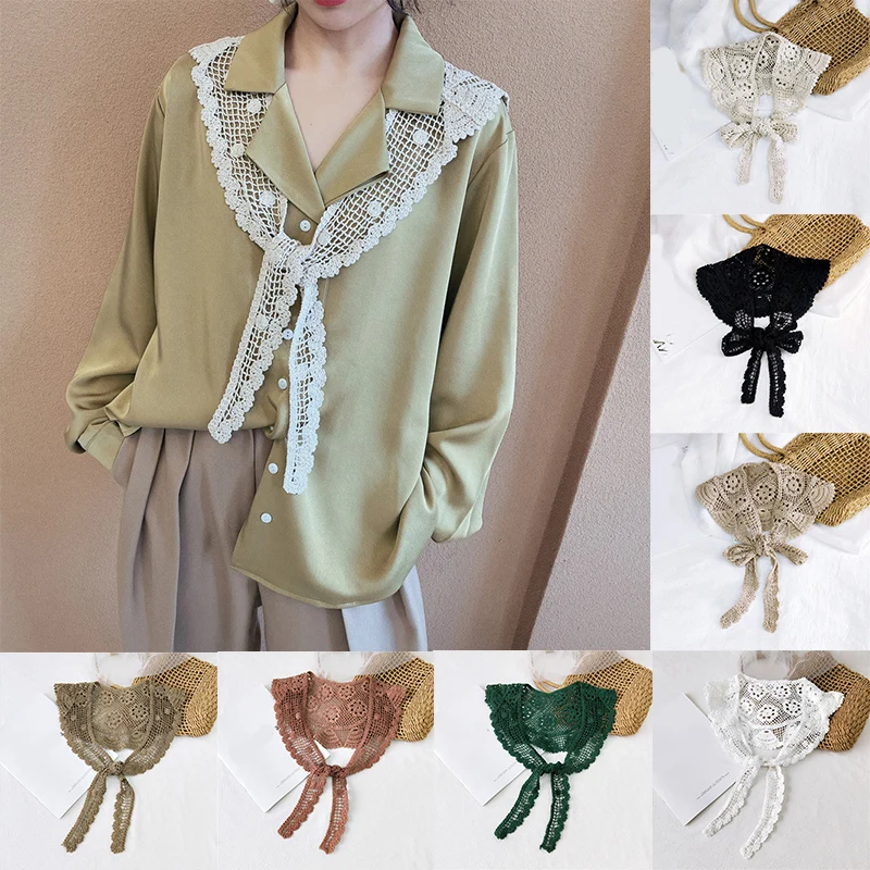 

Women Neckerchief Triangle Scarf Lace Sheer Hollow Out Solid Color Bandana Hair Head Scarf Retro Lace Crochet Shawl Knit Scarf