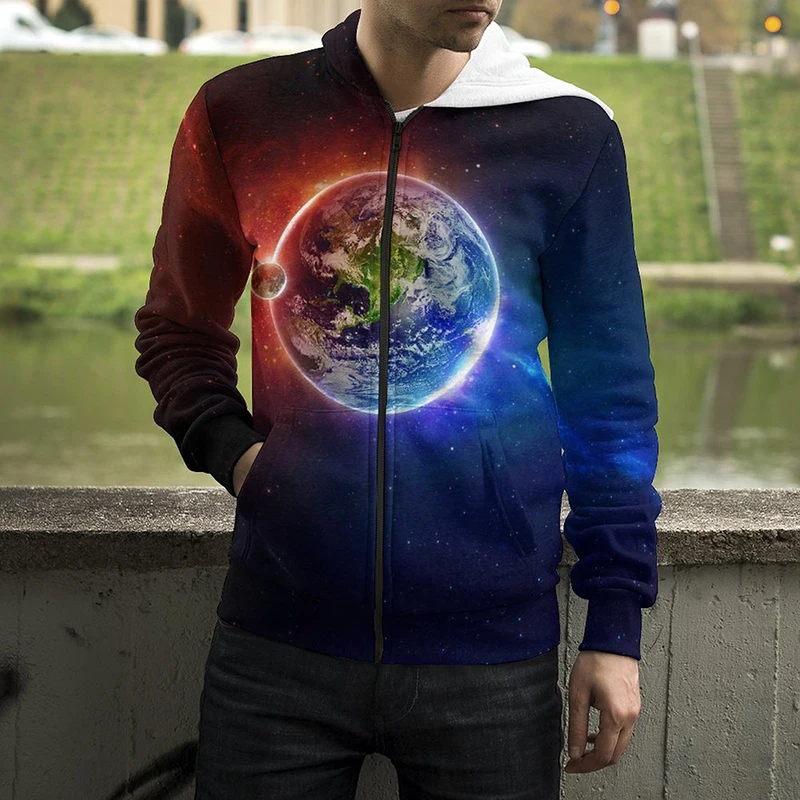 

Space Universe Starry sky Galaxy Milky Way Earth 3D Print Zip Hoodie Men Women Fashion Cool Zip Up Hoodie Boy Girl Casual Tops