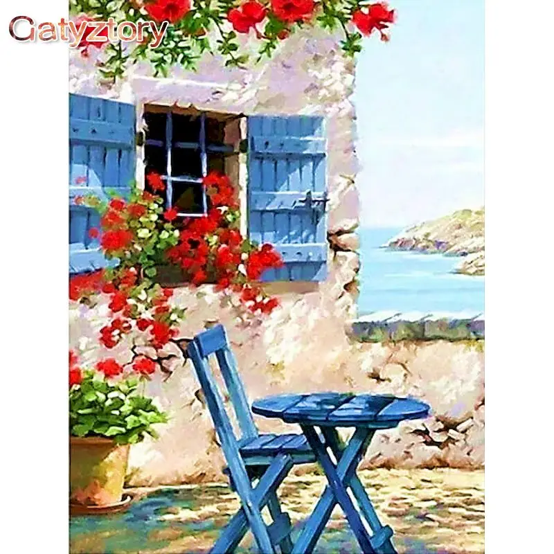 

GATYZTORY Painting By Numbers Outside Window Scenery Canvas Painting Diy Oil Paints Kits For Adults Kids Surprise Birthday Gifts