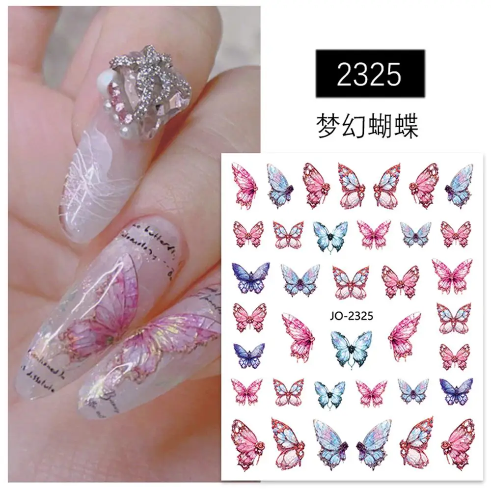 

1Pcs Colorful Butterfly Nail Sticker Papilio Self-Adhesive Decal Design Watercolor Pearl Fairy Butterfly Wings Foils Accessories