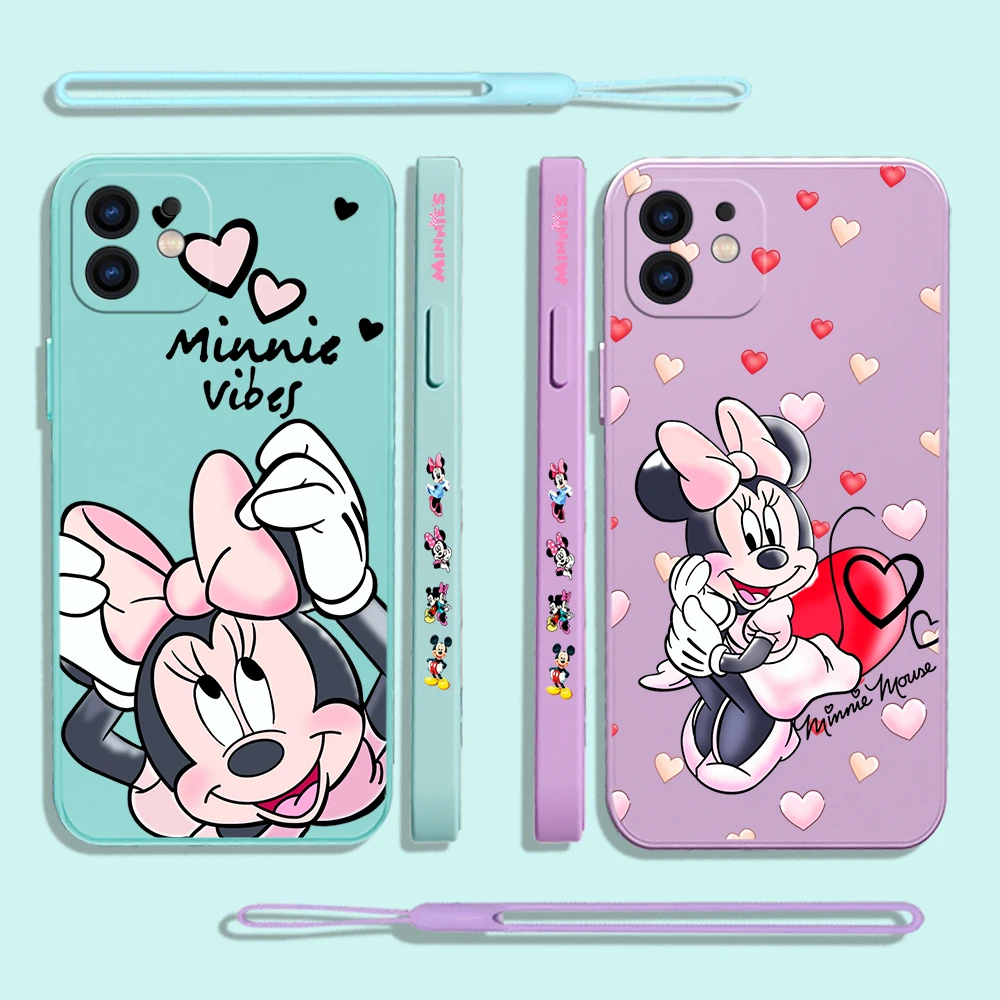 

Minnie Pink Cute Disney Phone Case For Samsung A53 A50 A52 A52S A51 A72 A71 A73 A81 A91 A32 A22 A20 A30 4G 5G with Hand Strap