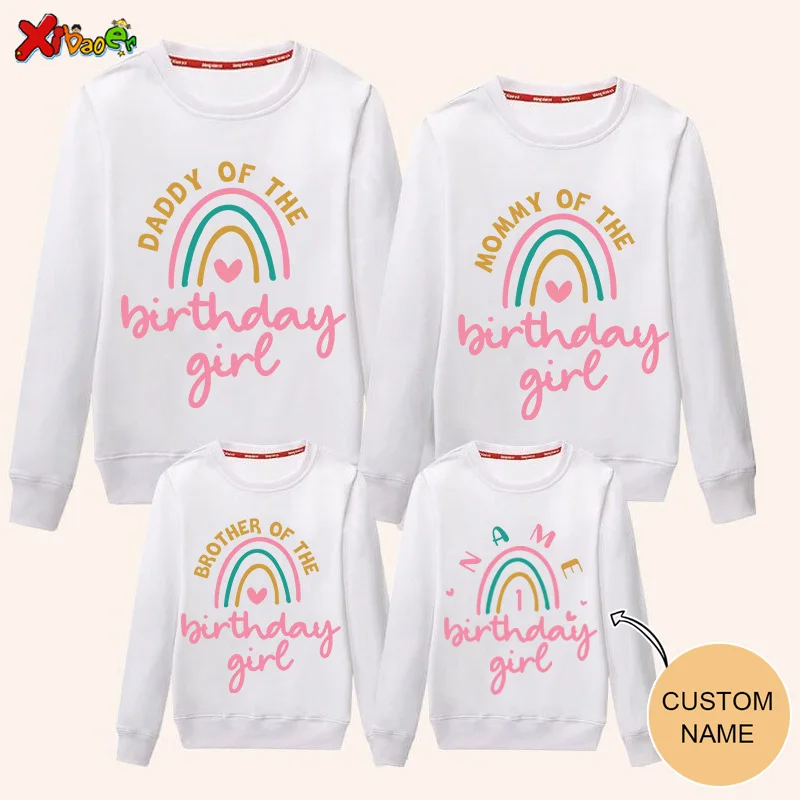 

Костюм на день рождения для семьи, белая толстовка, одежда для детей, индивидуальное имя для семьи, свитер