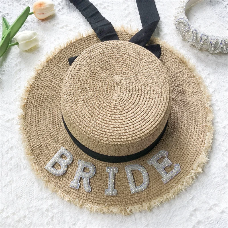 

Bride Straw Sun Visor Hat Rustic Beach Pool Bach Weekend Bachelorette Hen Party Bridal Shower Wedding Engagement Decoration Gift