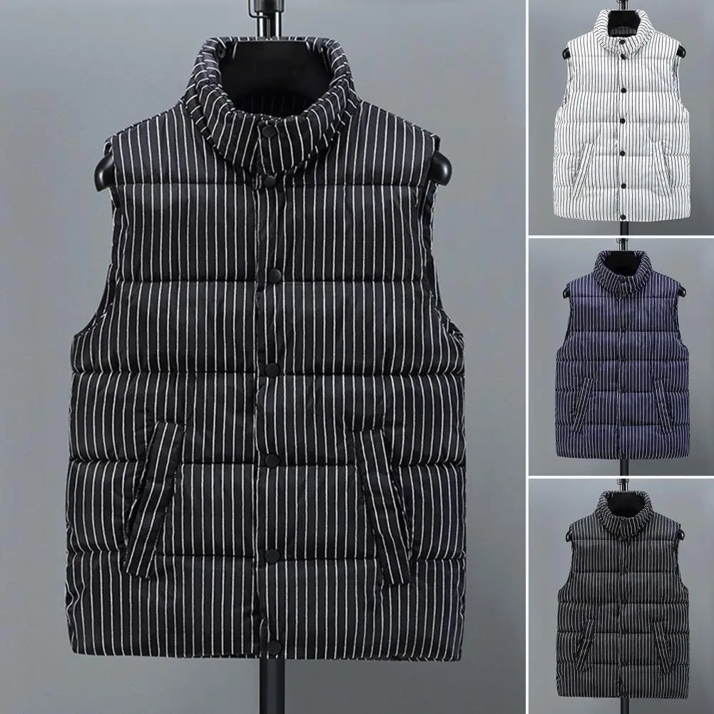 

Stylish Men Waistcoat Vest Autumn Winter Thermal Jacket Fine Stitching Warm Pockets Vest Coat Coldproof