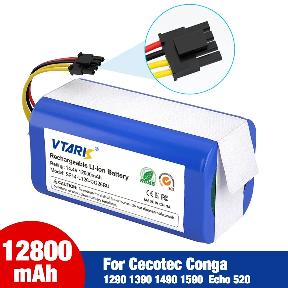 Аккумулятор высокой емкости 14 4 В 12800 мАч для пылесоса Cecotec Conga 1290 1390 1490 Genio Deluxe 370