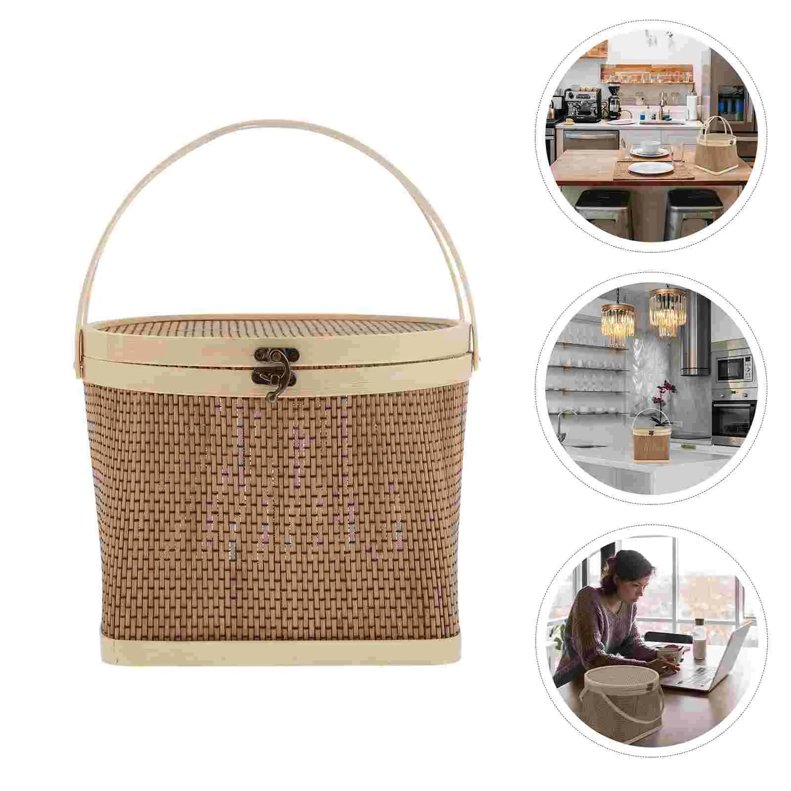 1pc Empty Gift Box Portable Storage Basket Handwoven Storage Basket for Festival Party