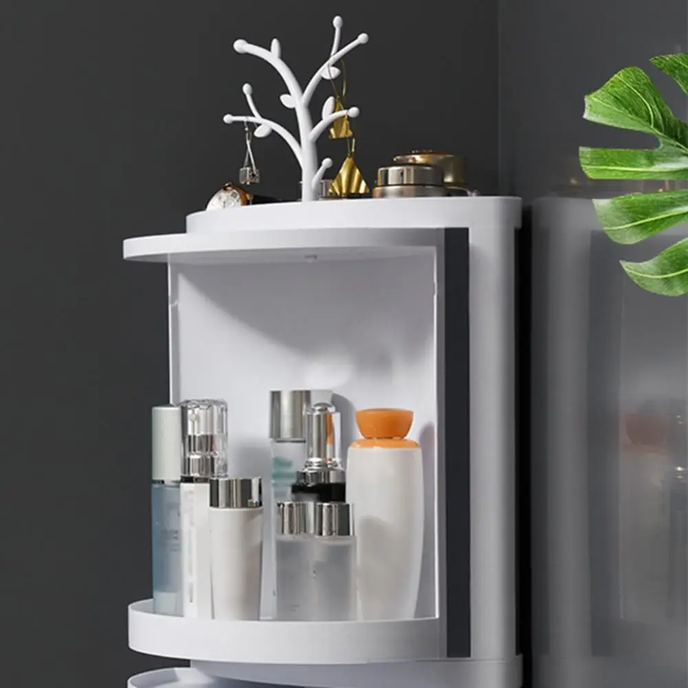 

Racks & Holders Rotatable Bathroom Makeup Organizer Corner Plastic Wall Mounted Storage Rack Box Kitchen Storage Organization