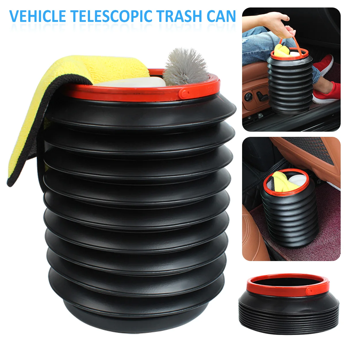 

new Foldable Car Trash Can Leak-proof Garbage Bin Automotive Car Trash Can Portable Wastebasket Trash Can 7 x 7 x 9.4 Inch