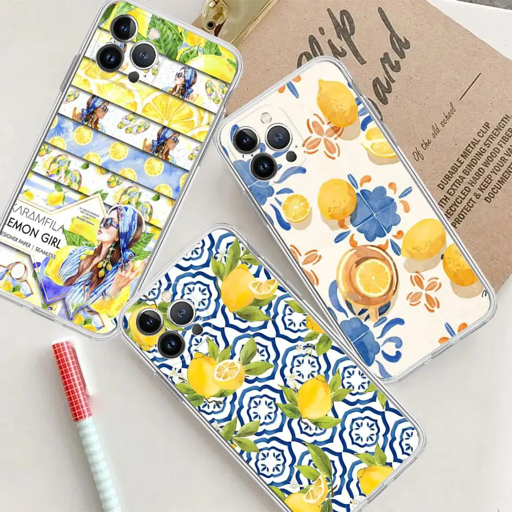 

Mediterranean Lemon Phone Case For IPhone 15 14 13 12 Mini 11 Pro XS Max X XR SE 6 7 8 Plus Soft Silicone Cover