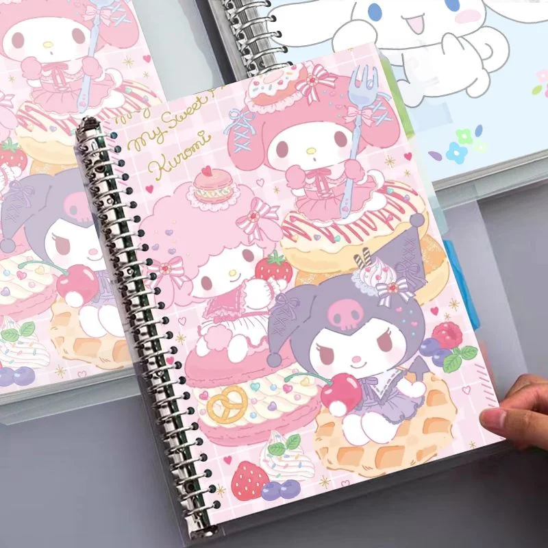 

А5 Kawaii Sanrio, милый блокнот Kuromi My Melody Cinnamoroll, мультяшный съемный студенческий блокнот, канцелярские принадлежности, игрушка для девочек, подаро...