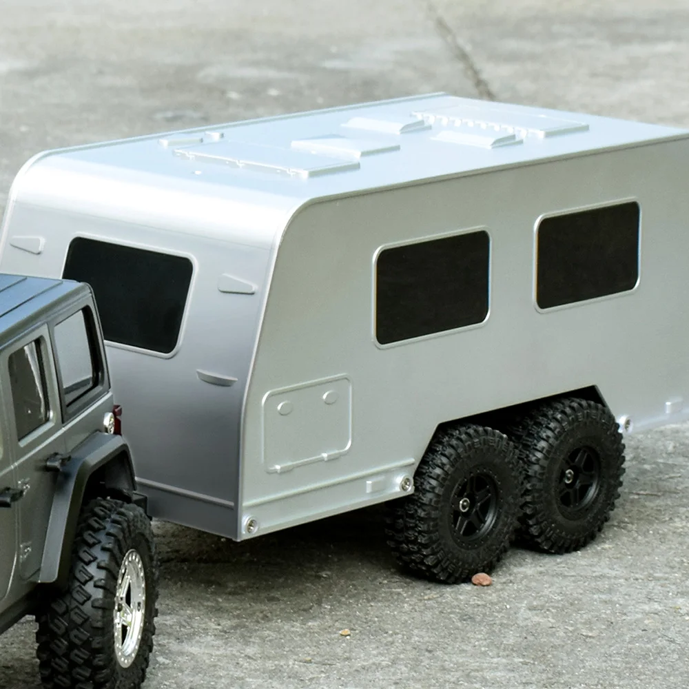 Фото AUSTAR Travel Camper Trailer Simulation RV Vehicle Задняя открытая дверь Двухосевой автофургон с сцепкой для 1/18 RC Crawler TRX4M Upgrade №5