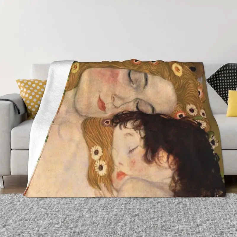 

Gustav Klimt Hope Oil Painting Flannel Throw Blankets Soft Warm Bedroom Sofa Bed Decor Family Camping Gifts Painting Art Home