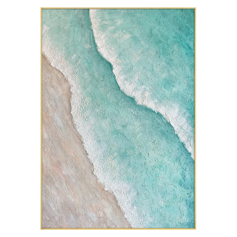 

Nordic Simple Pure Hand-painted Oil Painting Living Room Decorative Painting Handmade Texture Abstract Blue Wave Painting