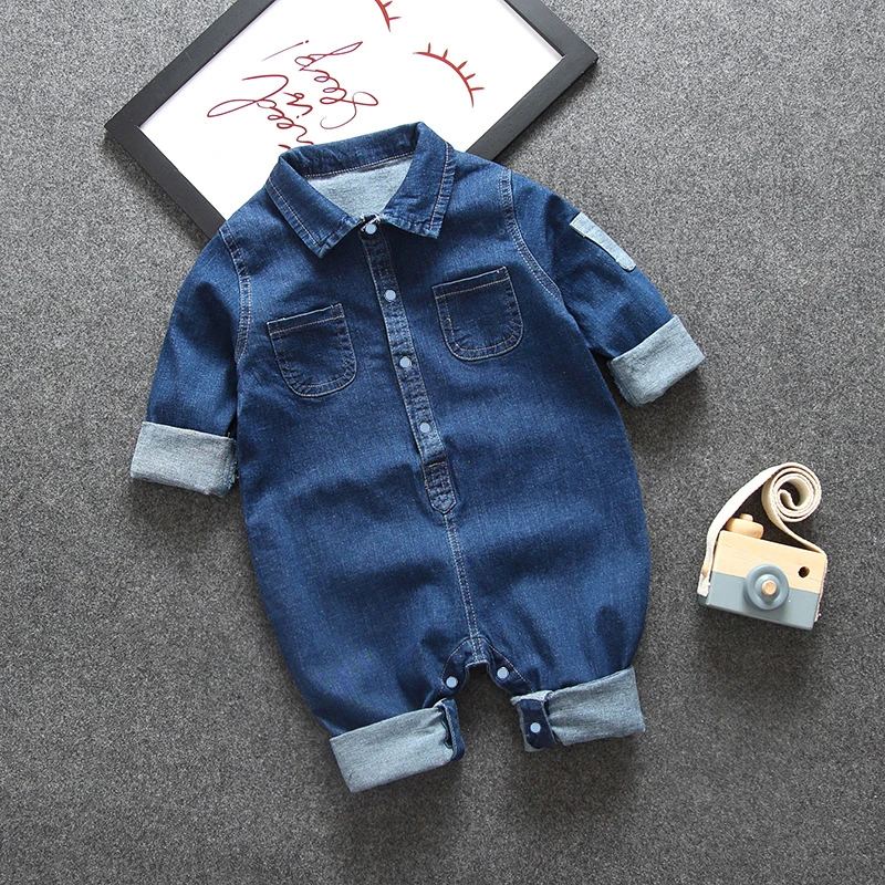 

Boys Baby Denim Rompers Sleeve Fashion Children Clothes Jumpsuits Toddler Casual Trousers Kids Long Overalls Pants