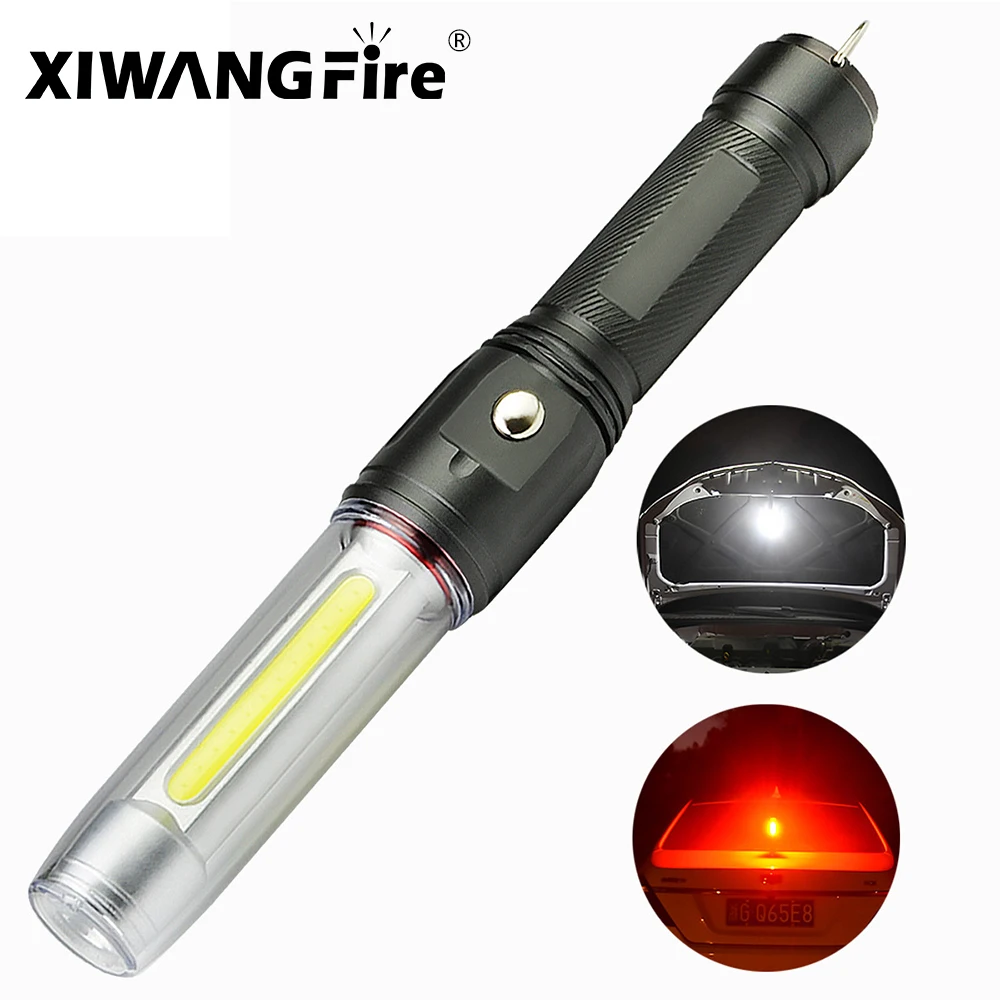 

USB rechargeable LED flashlight XPE + COB lamp 3 lighting modes waterproof baton with magnet lamp auto repair work lamp
