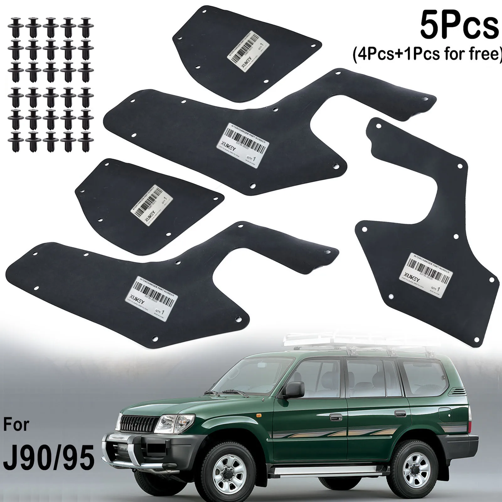 

5X для Toyota Land cruiser Prado Колорадо J90 1996-2002, внутренние уплотнения крыла, брызговик двигателя, подкладка, фартук, резиновая модель