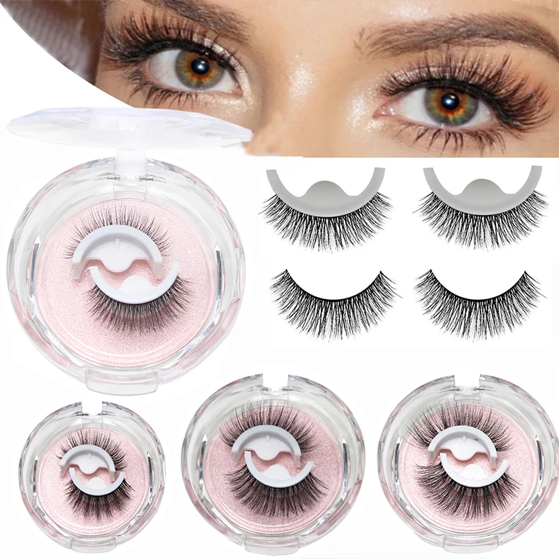 

1 Pair of Self Adhesive False Eyelashes Reusable Glue Free Faux Mink 3D Eyelashes Skin No Residue Natural Eyelash Extensions