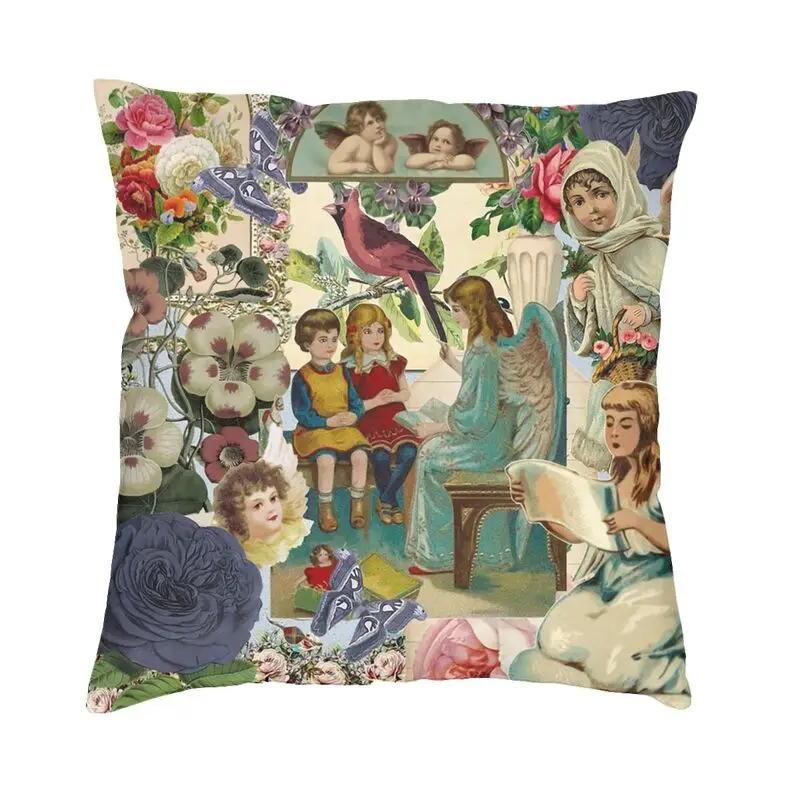 Luxury Victorian Angel Collage Cushion Covers 45x45 Soft Renaissance Angels Throw Pillow Case for Sofa Square Pillowcase