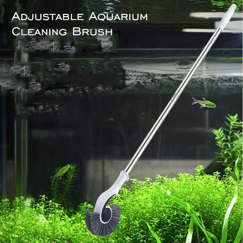 

Adjustable Telescoping Handle Aquarium Cleaning Brush Soft Bristles Fish Tank Algae Scraper Aquarium Glass Cleaner Cleaning Tool